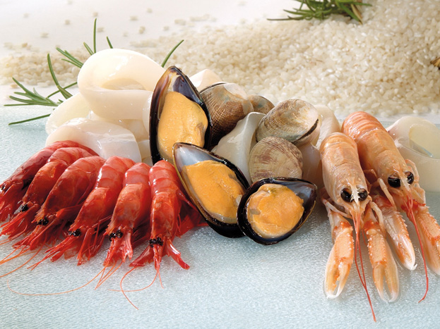Preparado de paella de marisco